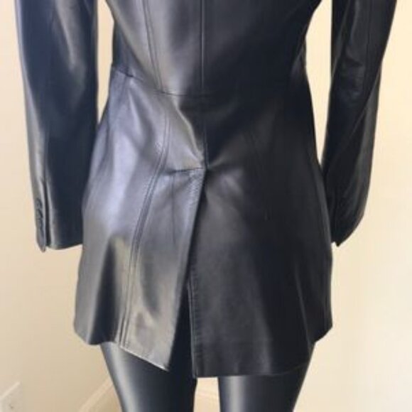 Vintage Searle Collection black leather blazer size 4 - Picture 6 of 8